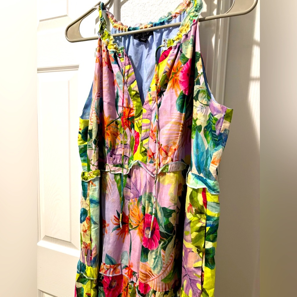 Tribal femme Tiered Floral Dress In Sea Salt. Brand new, women’s size P/S - Picture 5 of 11